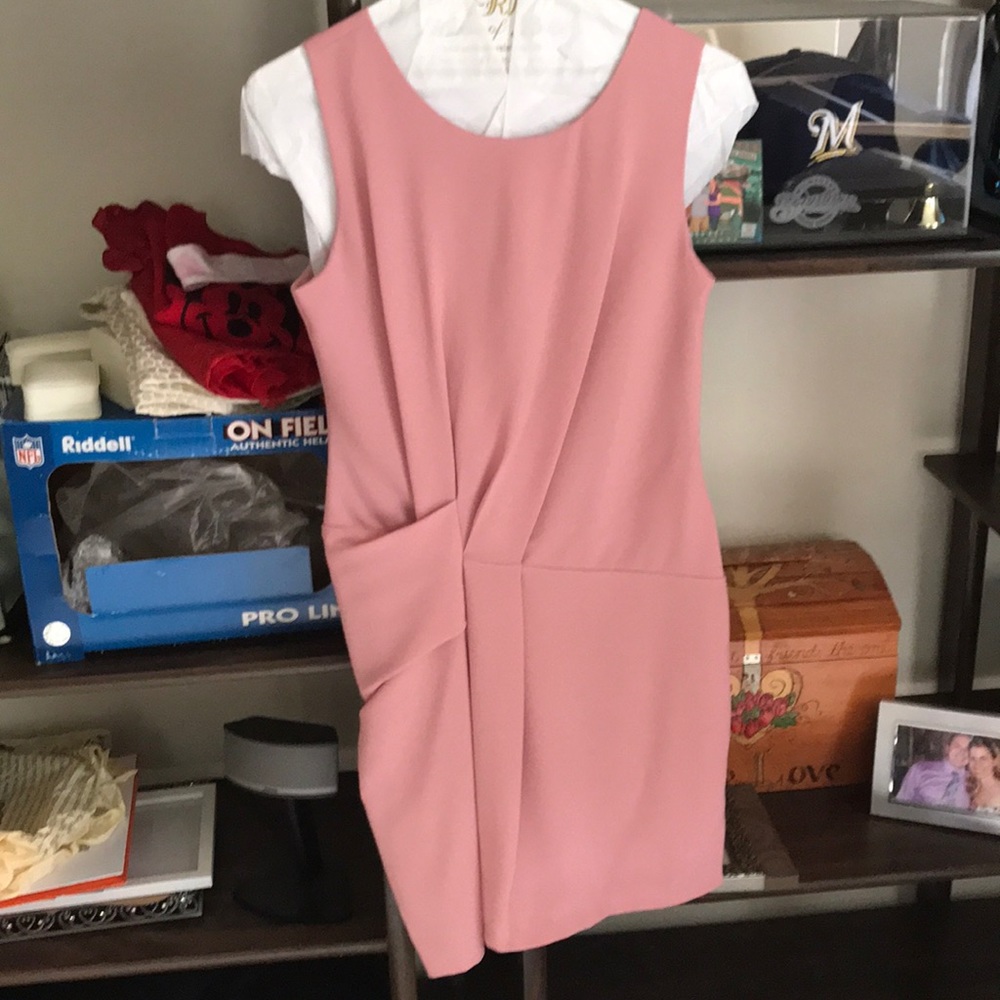 {tl} the letter dusty rose asymmetric shift dress